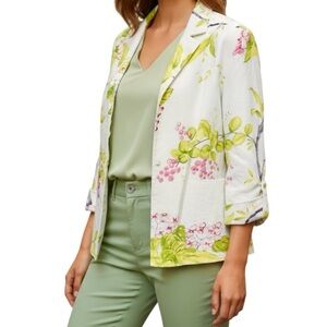 Painted Pony Uniquely USA Jacket Lining Blend Floral Blazer Sz M